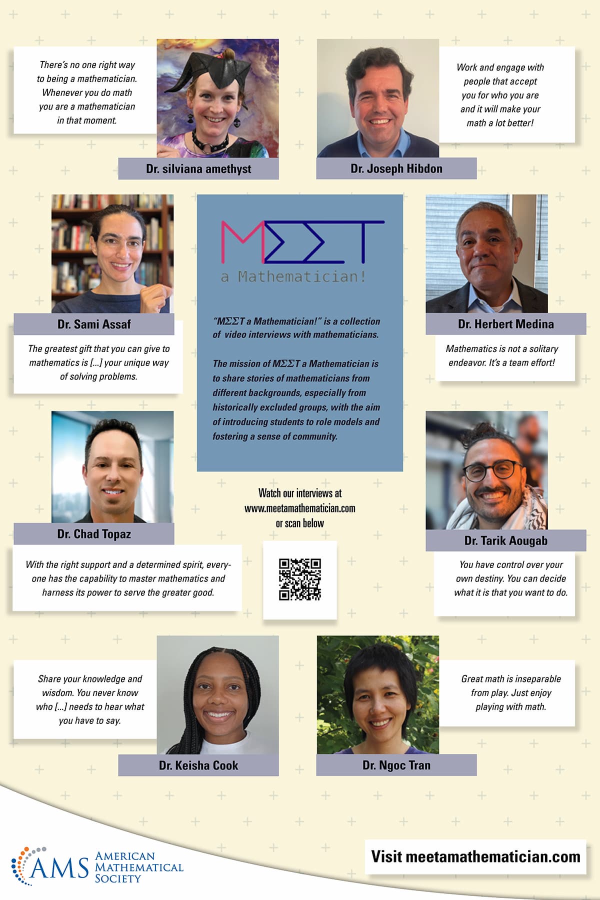A second American Mathematical Society poster with a different set of mathematicians and quotes.